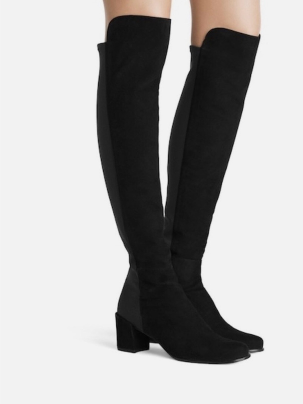 NWT Stuart Weitzman Black Over-the-Knee Suede Block Heel Boots